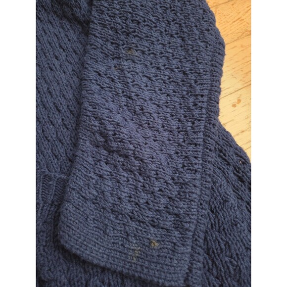 Anthropologie Guinevere Womens XS Blue Cable Knit Ruffle Hem Cardigan Sweater - Picture 5 of 7